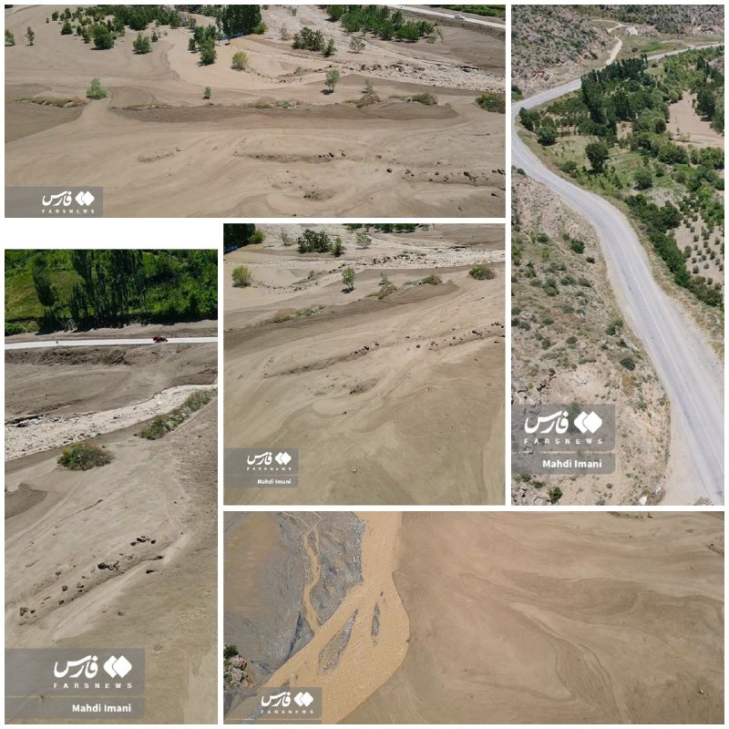 تصاویر هوایی از خسارت سیل روستای افیل شهرستان اهر