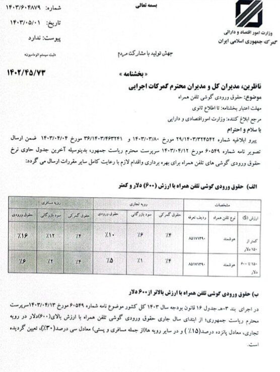 تعرفه واردات موبایل تعیین شد/ واردات آیفون ۱۴ همچنان ممنوع تعرفه واردات موبایل تعیین شد/ واردات آیفون ۱۴ همچنان ممنوع