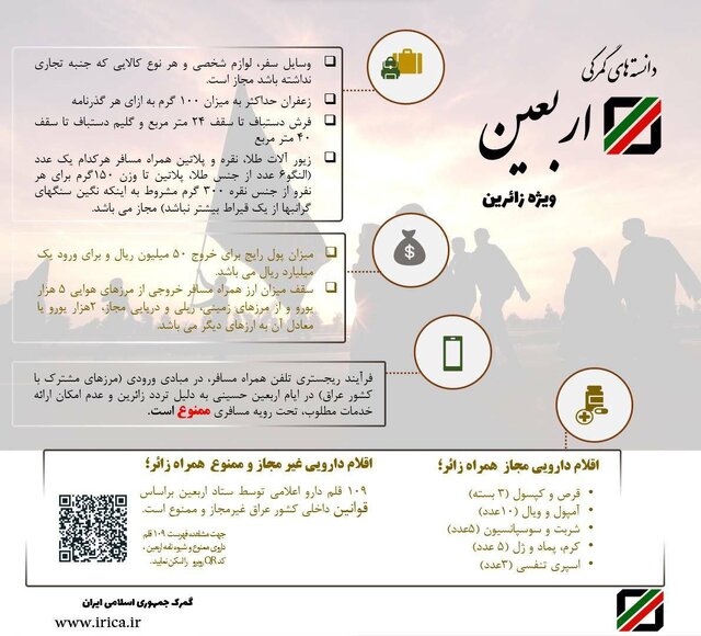 میزان ارز و کالایی که زائران اربعین می‌توانند با خود داشته باشند