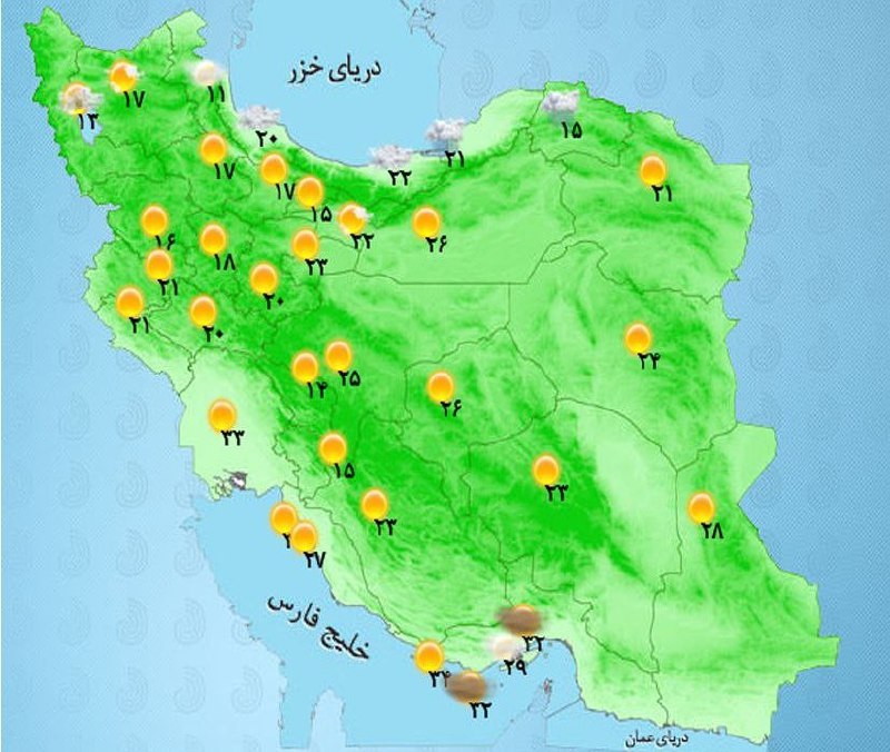 رگبار باران و رعد و برق در اغلب مناطق کشور
