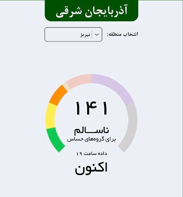 کیفیت هوای تبریز در مرز ناسالمی برای همه