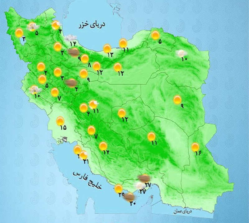 بارش باران در مناطق شمالی و شرقی کشور